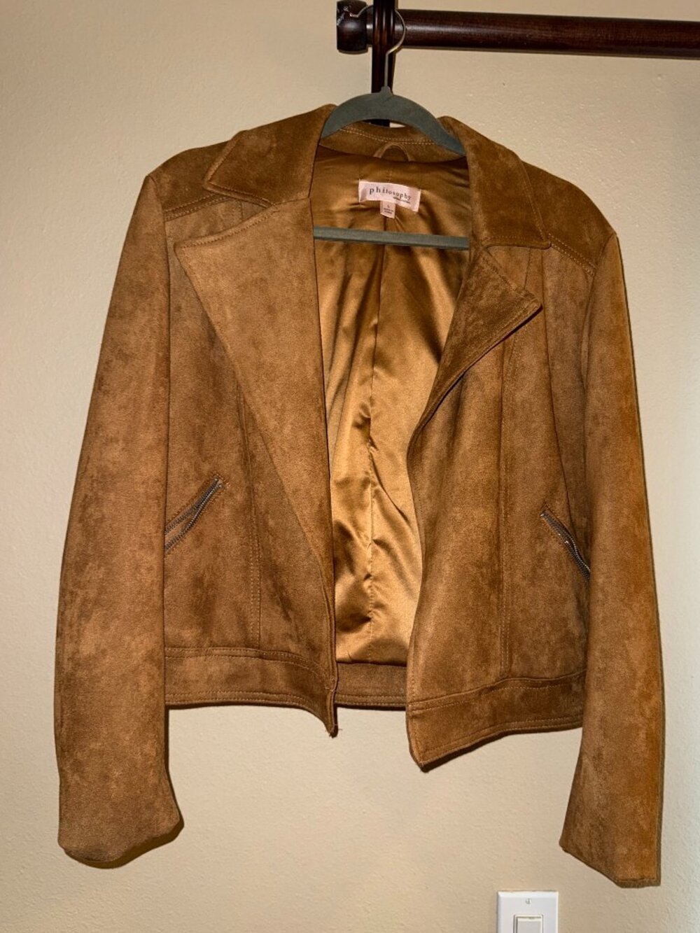 Philosophy Republic Timeless Cognac Faux Suede Moto Jacket Tan